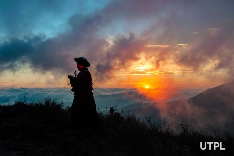 mujer, saraguro, montaña, sol, ecuador, loja
